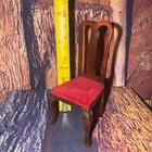 Vintage Dollhouse Furniture Victorian Red Velvet Miniature Wooden Chair Elegant