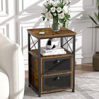 Vecelo Nightstand Metal Wood Drawers End Table Bedside Table Bedroom Storage