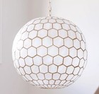 Serena   Lily Capiz Honeycomb Medium Round Pendant  22 5    Diam -brass Gold