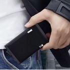 Men s Slim Wallet Pop-up Card Holder Black Metal And Leather Rfid Protection