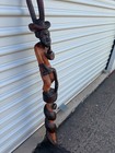 African Tribal Art Walking Stick Hand Carved Elder And Serpent 36    Wood