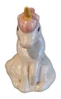 Vintage Lustre White Rainbow Mane Unicorn Ceramic Figurine 5    Inch Tall