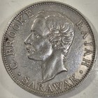 1906-h Sarawak 50 Cents Silver Coin Aef Rare Rajah Charles Brooke