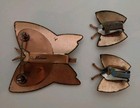 Matisse Copper Enamel Butterfly Brooch   Clip Earrings Set - Vintage  Signed 