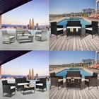 4 Pcs Outdoor Patio Lawn Sofa Set Rattan Wicker Furniture Table W  Cushion