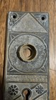 1 Antique Door Back Plate Linde Victorian Brass Bronze Entry 2 Key Hole Rare
