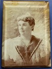Antique Gale Glass Mount Woman Light Eyes Picture Cabinet Photo Beveled Glass