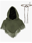 Brown Renaissance Hooded Shawl Poncho Knitting Cowl Hood With Medieval Belt Viki