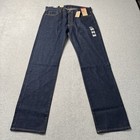 Levis 501 Jeans Mens 36x36 Blue Denim Cotton Faded American Button Fly Adult New