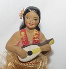Hula Girl Bobble Dancer Nodder Playing Ukulele Pineapple Japan 7  Hawaiian Vtg