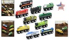 Magnetic Wooden Train Set - 10 Pcs - Compatible With Major Brands - Gift For    