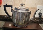 Vintage Sl Marked Silverplate Coffee Pot Ornate Floral Black Handle 2037