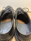 Vintage Men   s Shoes Black Leather Wingtips Size 9 5 C Narrow - Made In Usa