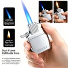 2-in-1 Jet Torch   Soft Flame Refillable Butane Lighter Insert For Zippo
