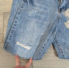 Women s Blue Denim Jeans Distressed Embroidered Floral Button 5-pocket Design