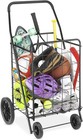 Heavy Duty Folding Shopping Cart Utility Jumbo Double Basket Grocery W 4 Wheels