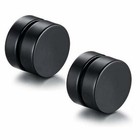 Magnetic Black Circle Non-piercing Clip Earrings Fake Ear Gauges For Men Women