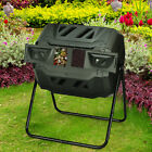 Compost Tumbler 45-gallon Garden Waste Bin Fertilizer With Dual Rotating Chamber