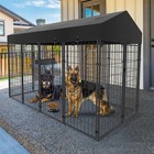 Heavy Duty Large Dog Kennel Pet Welded Metal Playpen Animal Cage With Roof Cover