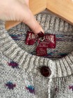 Vintage 80s American Eagle Cardigan Sweater Womens M Wool Knit Button Gray Usa