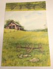Vintage 70 s Stationery Paper   Gold Seals Tri-fold Letter - Barn   Fence
