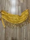 Women   s Sparkly Sequin Tassel Hip Scarf Belly Dance Skirt Clubwear Yellow Sequin
