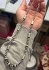 Sterling Silver Navajo Pearl Hand Stamped Barrel Graduated Beaded Necklace  925