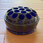 Vintage Glass Blue Flower Frog