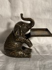 Solid Brass Trumpeting Elephant Business Card Holder Statue 5 25 h Pachyderm