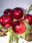Vintage Mid Century Lucite Red Grape Cluster With Burl Drift Wood Base 1960 Era