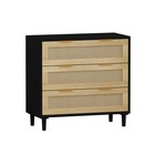 Black 3-drawer Rattan Storage Cabinet - Versatile For