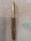 Parker 51 Rolled Gold Cap   Cacao Resin Barrel Fountain Pen Fine Nib Usa