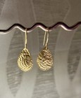14k Solid Yellow Gold Drop dangle Leaf tear Drop Earrings Fine Jewelry