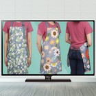 Boumusoe 3 Pack Floral Aprons With Pocket  Blooming F  Orange  Green  Yellow