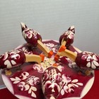 Vintage Russian Wooden Toy Pecking Chickens