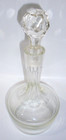Vintage Clear Cut Glass Modernist 10  Decanter Bottle With Stopper Liquor Wine