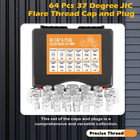 64 Pcs 37   Jic Cap   Plug Kit  Hydraulic Hose Tube   Pipe Fitting Set  45  Steel