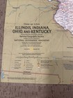Vintage National Geographic Midwest Map Illinois Ohio Indiana Kentucky 22 x35 