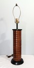 Vintage Mid Century Modern Gruvwood  Checkered Slat Wood Table Lamp