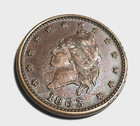 Rare  1863 Civil War Token Indian Head army   Navy With Crossed Swords