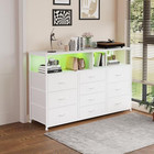 Unionly 55  W 10 Drawers Dresser With Led dresser Tv Stand For Bedroom White