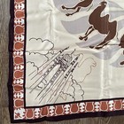 Vintage Souvenir China Temples Camels Brown Silk Square Scarf 33  New Jin Ye