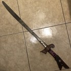 Antique Moro Kampilan Sword W 1920   s Period Silver Coins And Textile Hilt