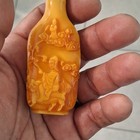 Chinese Carved Orange yellow Snuff Bottle W  Figural Scenes   Red Stopper
