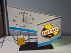 Vintage Falstaff Lighted Animated Beer Toasting cheering Mugs Clock Sign Working
