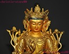 Tibet Buddhism Temple Bronze 24k Gold Gilt Tara Kwan-yin Goddess Buddha Statue