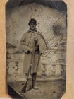 Union Civil War Soldier With Rifle And Overcoat Uncased Tintype