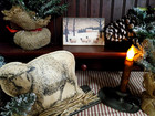 Vintage Folk Primitive Style Christmas Winter Sheep Weaver Wool Farm Wood Sign