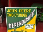 Vintage  john Deere Tractors  Porcelain Advertising Sign  14 5 x8 5   Exc Cond