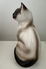 Enesco Siamese Cat Figurine Porcelain Ceramic W glass Blue Eye Figurine Vintage